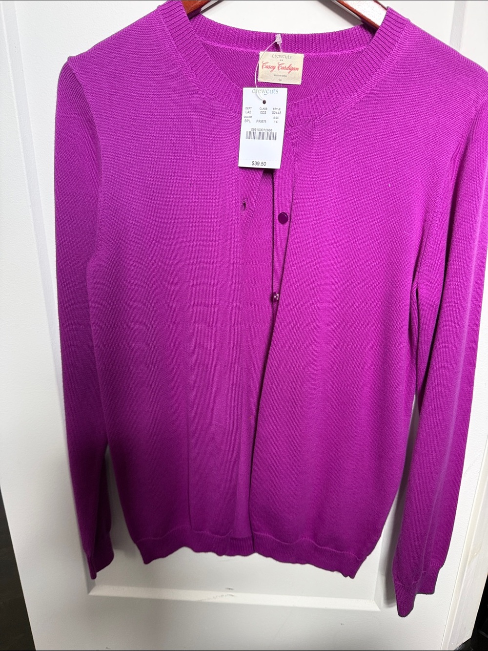Crewcuts Cozy Cardigan Crewneck Sweater - Magenta